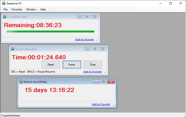 Screenshot of Deadline-IT: configuration screen