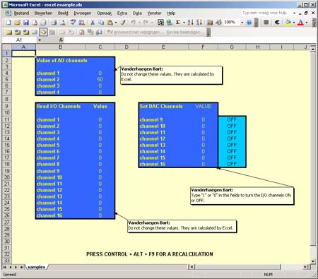 screenshot an Excel application for the K8000