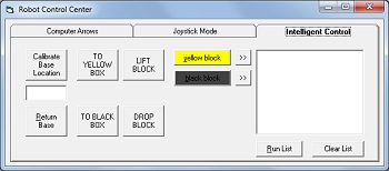 Screenshot of the software to drive the robot